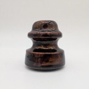 Vintage Or Antique Porcelain Ceramic Brown Insulator Unmarked Glaze Chip